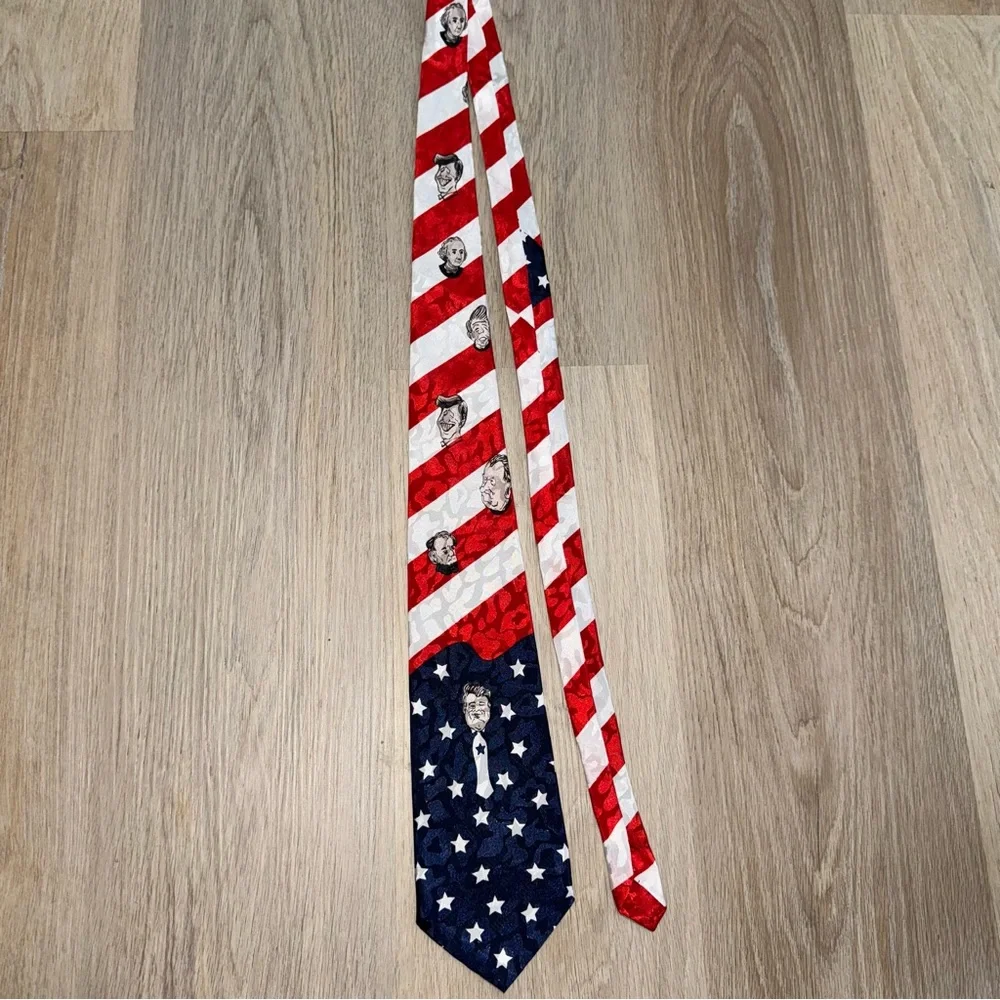 American Flag Presidents Patriotic Red, White & Blue Tie